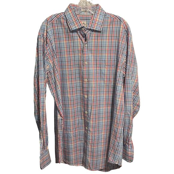Men's PETER MILLAR Size L Plaid Button Down Shirt Checked Colorful 100% Cotton - Picture 6 of 11